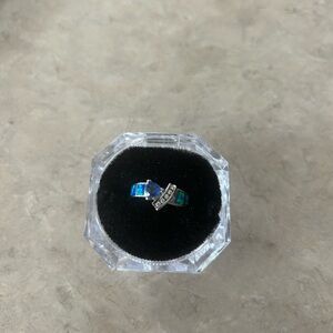 Tanzanianite & Blue Fire Opal 5 prong diamonds  size 5